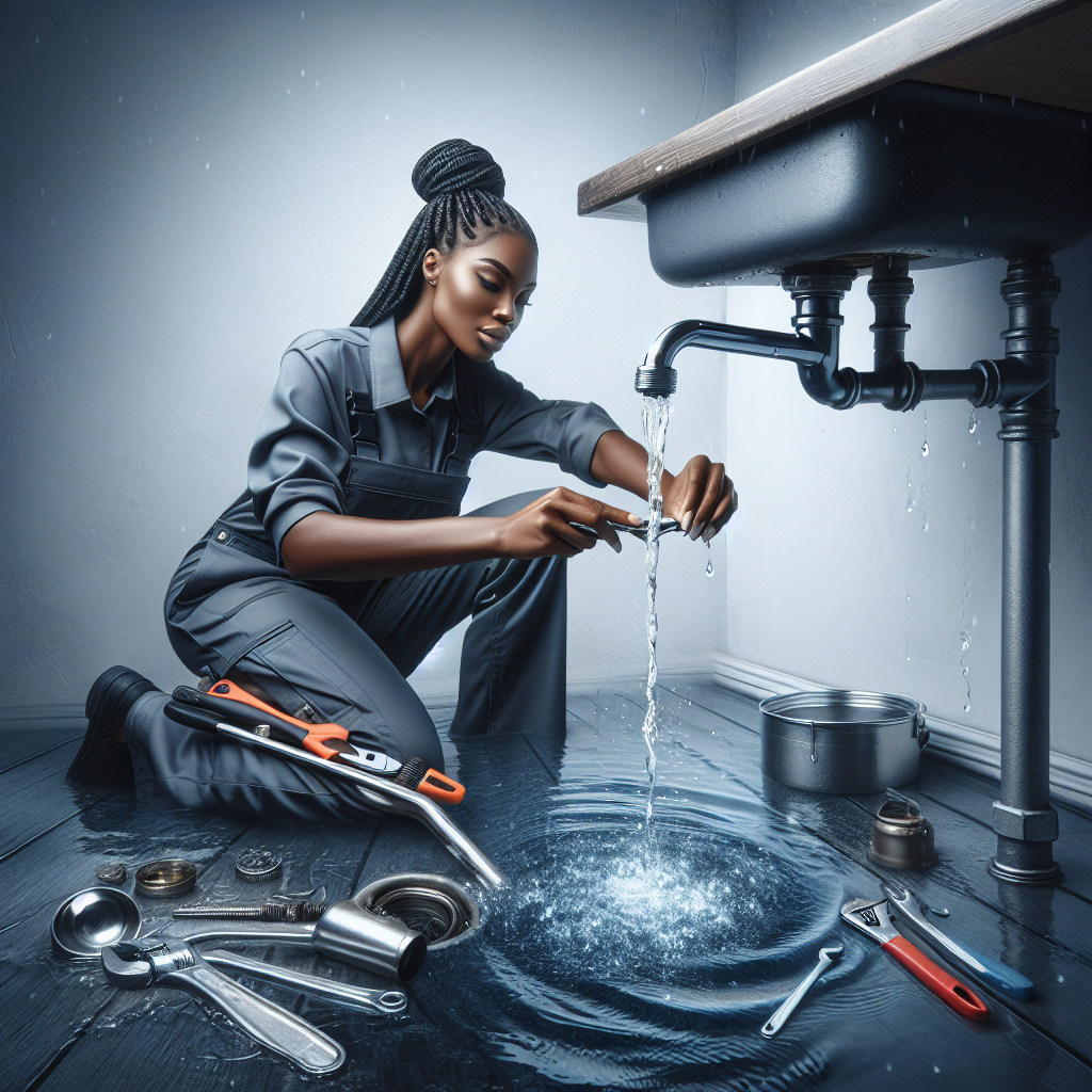Plombier professionnel répare fuite sous évier